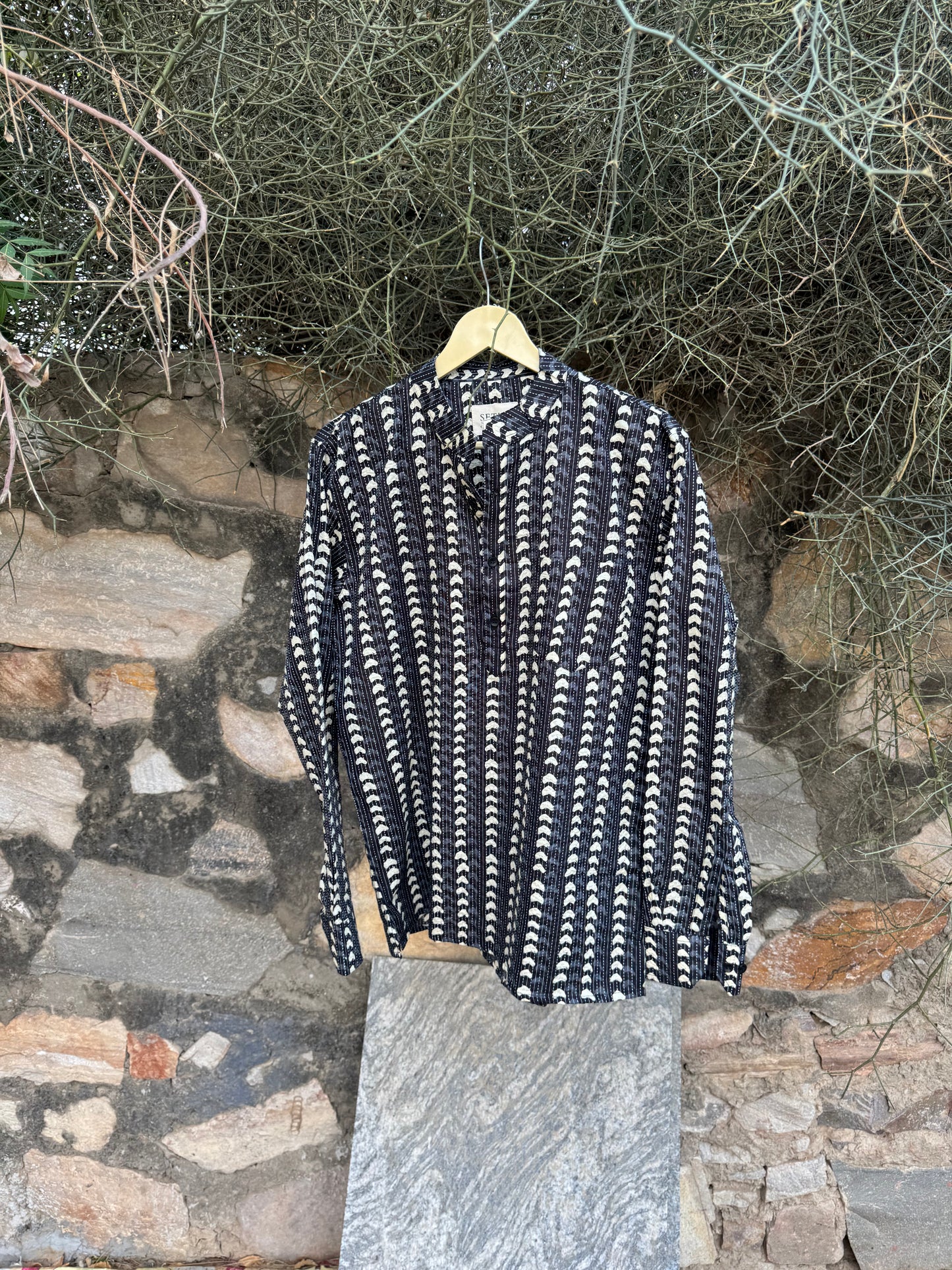 The Black Kantha Short Kurta