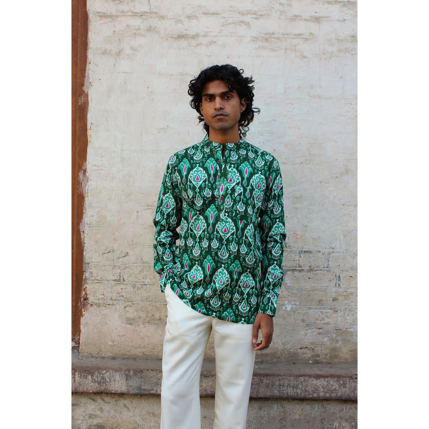 The Ikat Green Short Kurta