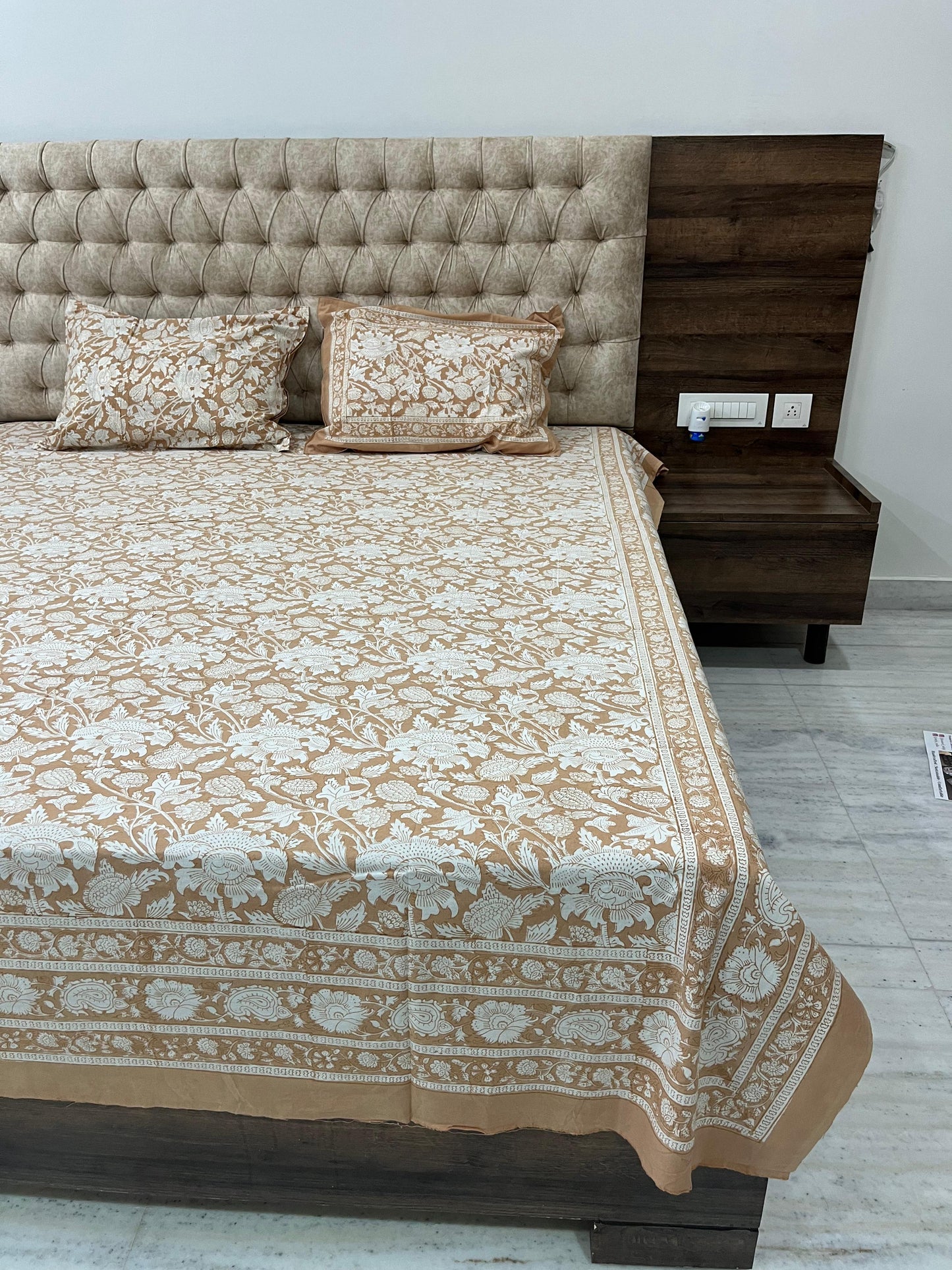 Handblock Cotton Double Bed Size Bedsheet.