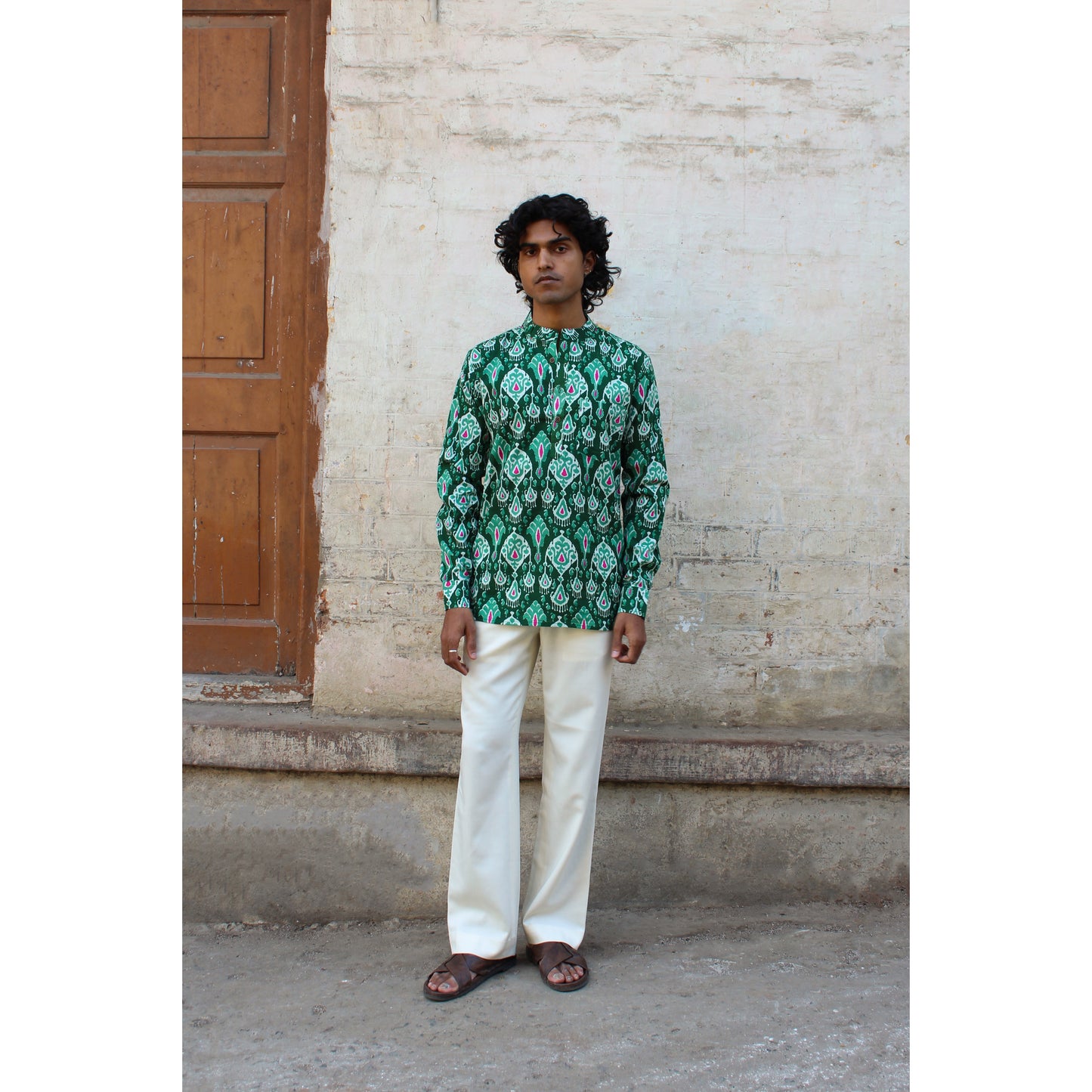 The Ikat Green Short Kurta