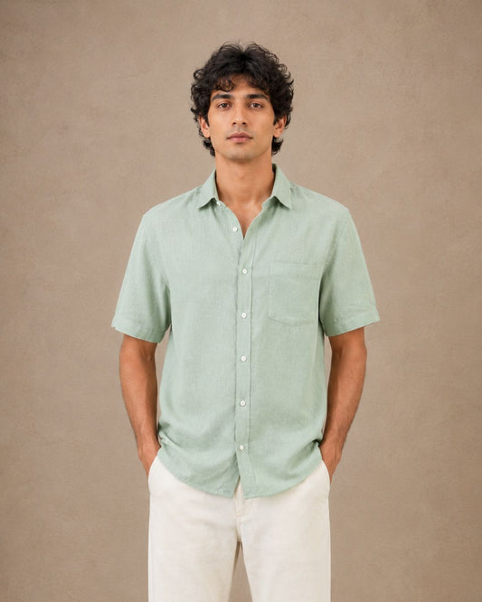 The Pitachio linen half sleeves shirt