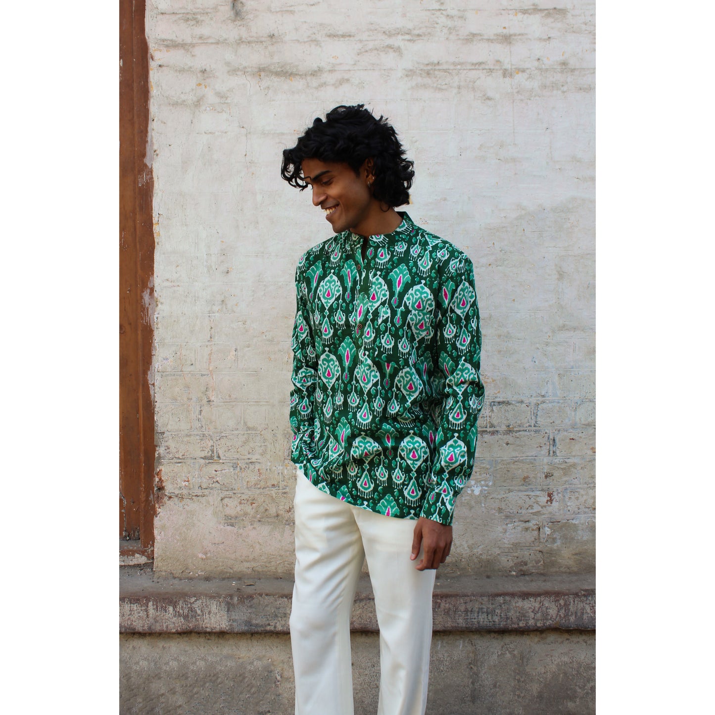 The Ikat Green Short Kurta