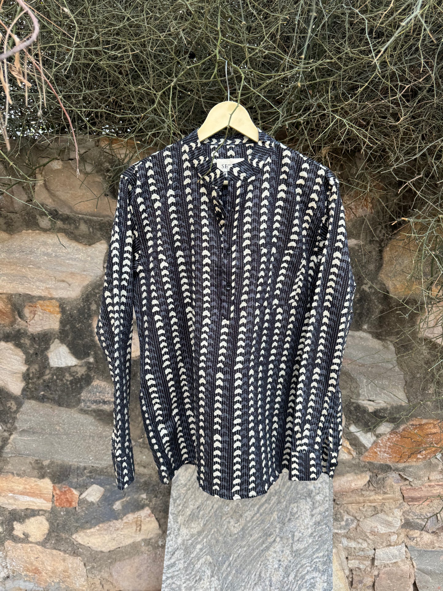 The Black Kantha Short Kurta