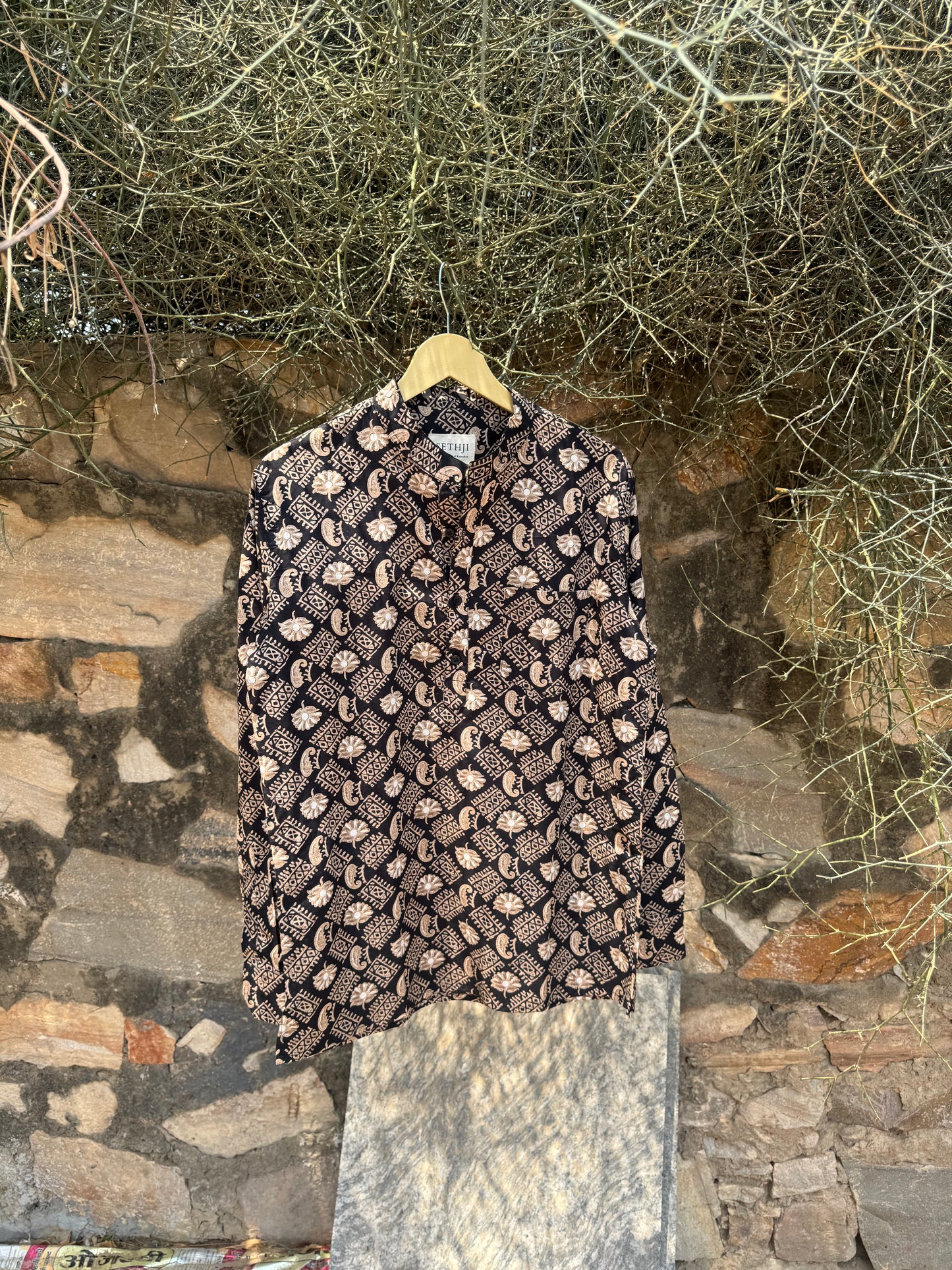 The Black Omkar Short Kurta