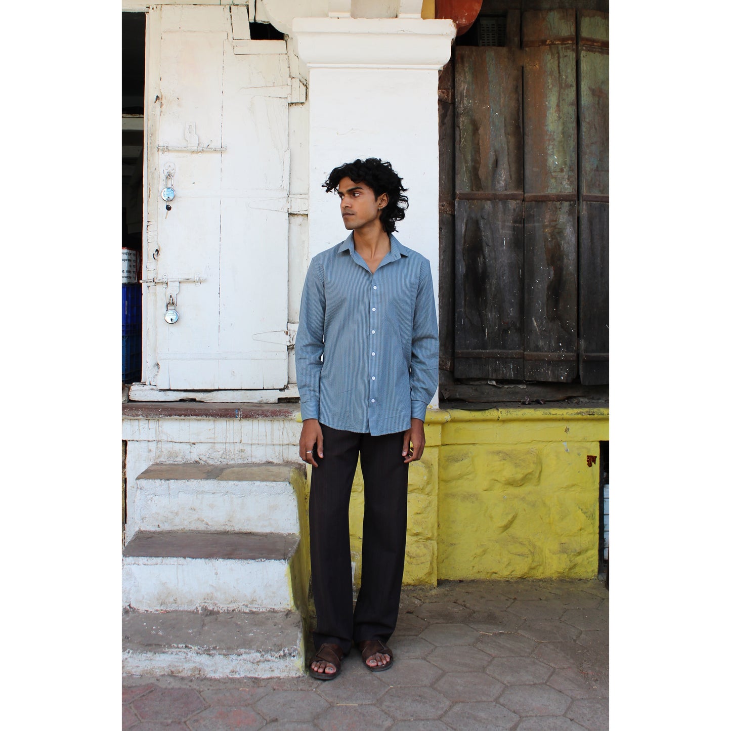 The Steel blue Kantha Shirt