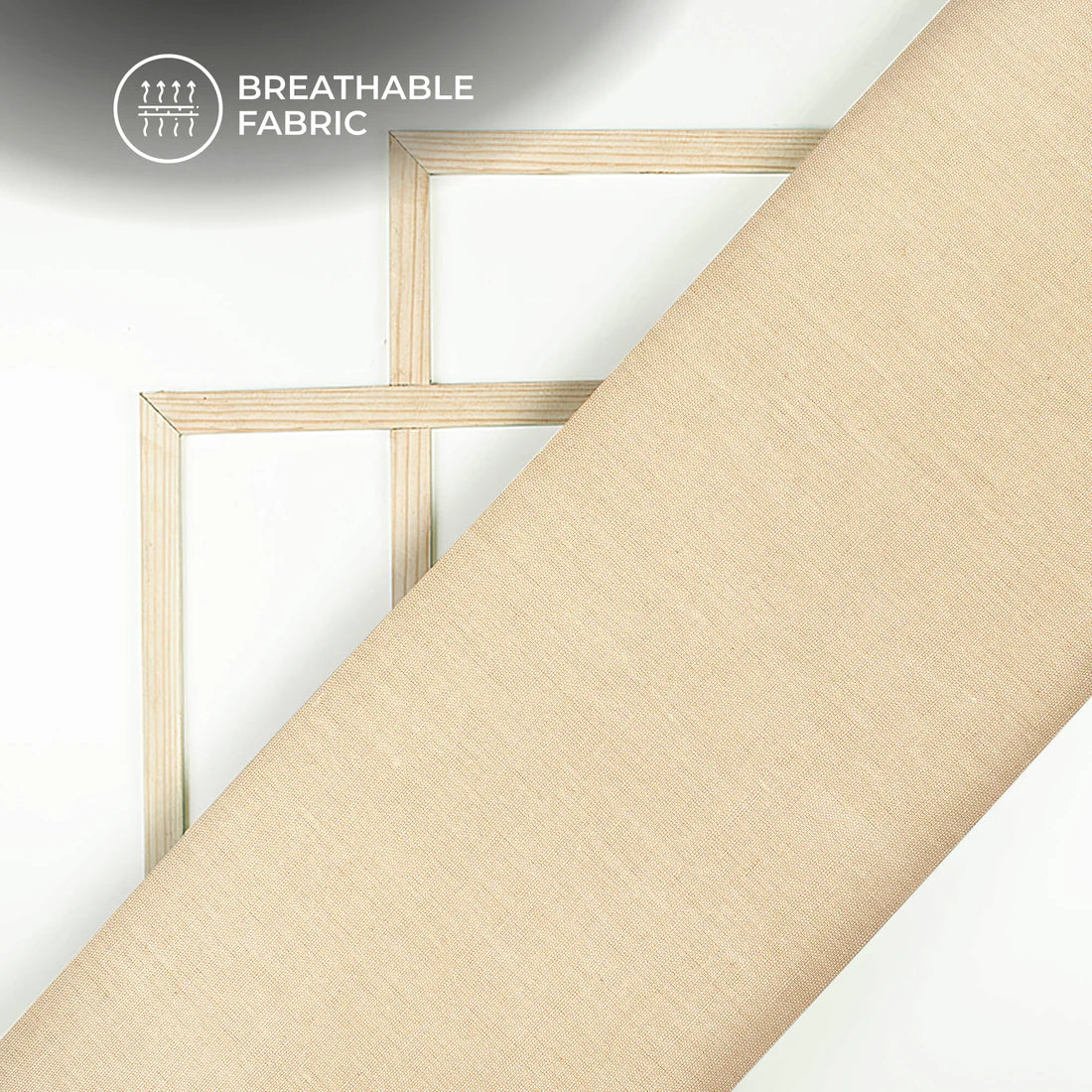 Beige Plain Cotton Flex Fabric