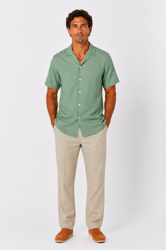 The Sage Green Cuban Linen Shirt