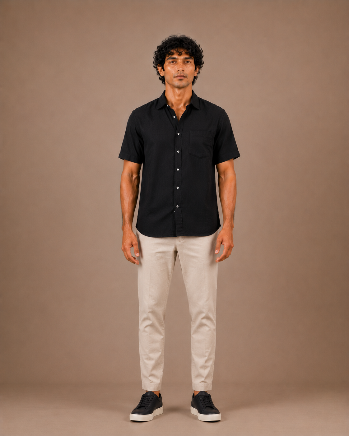 The Black linen half sleeves shirt