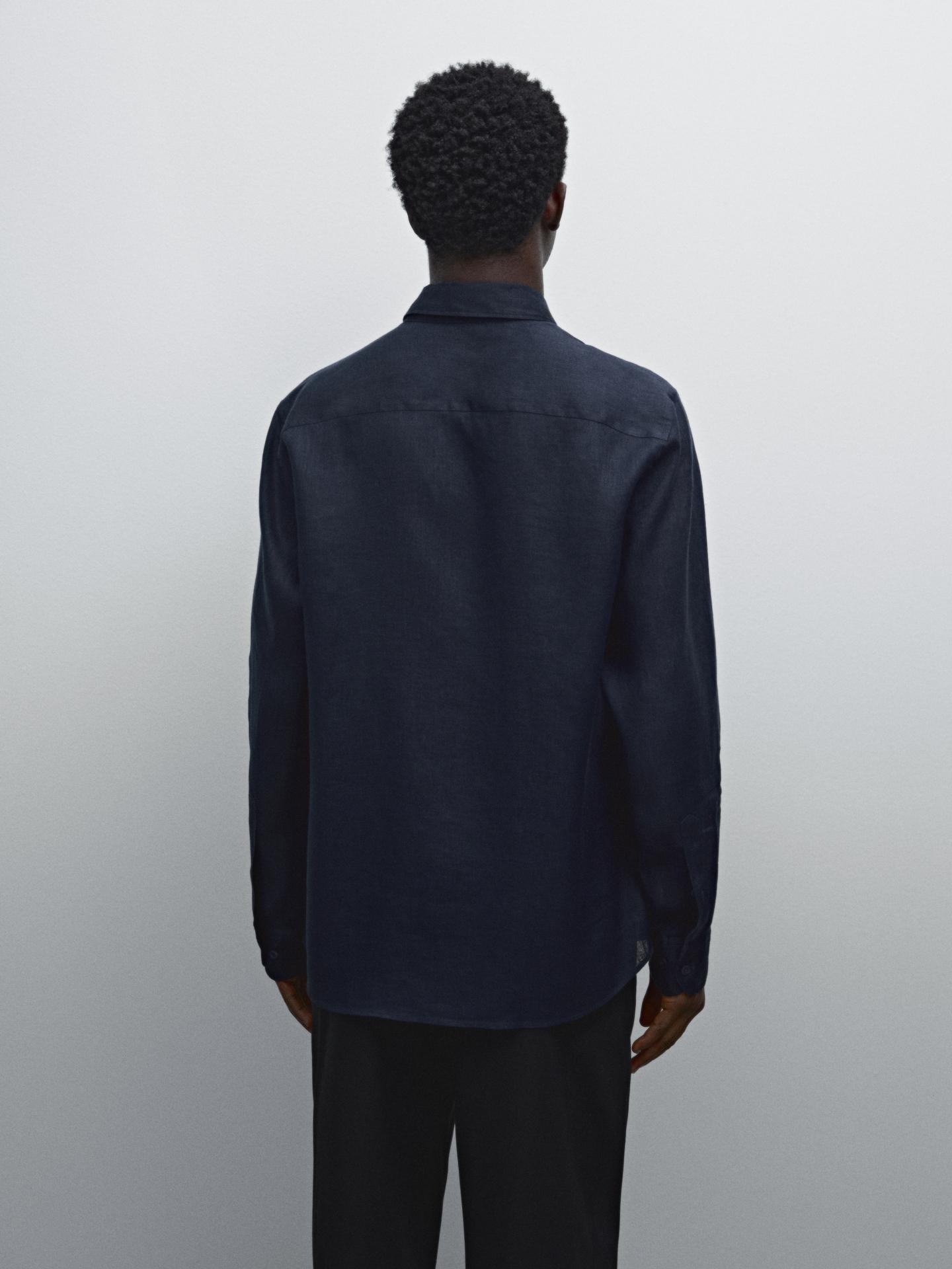 The Navy Blue Linen Shirt.