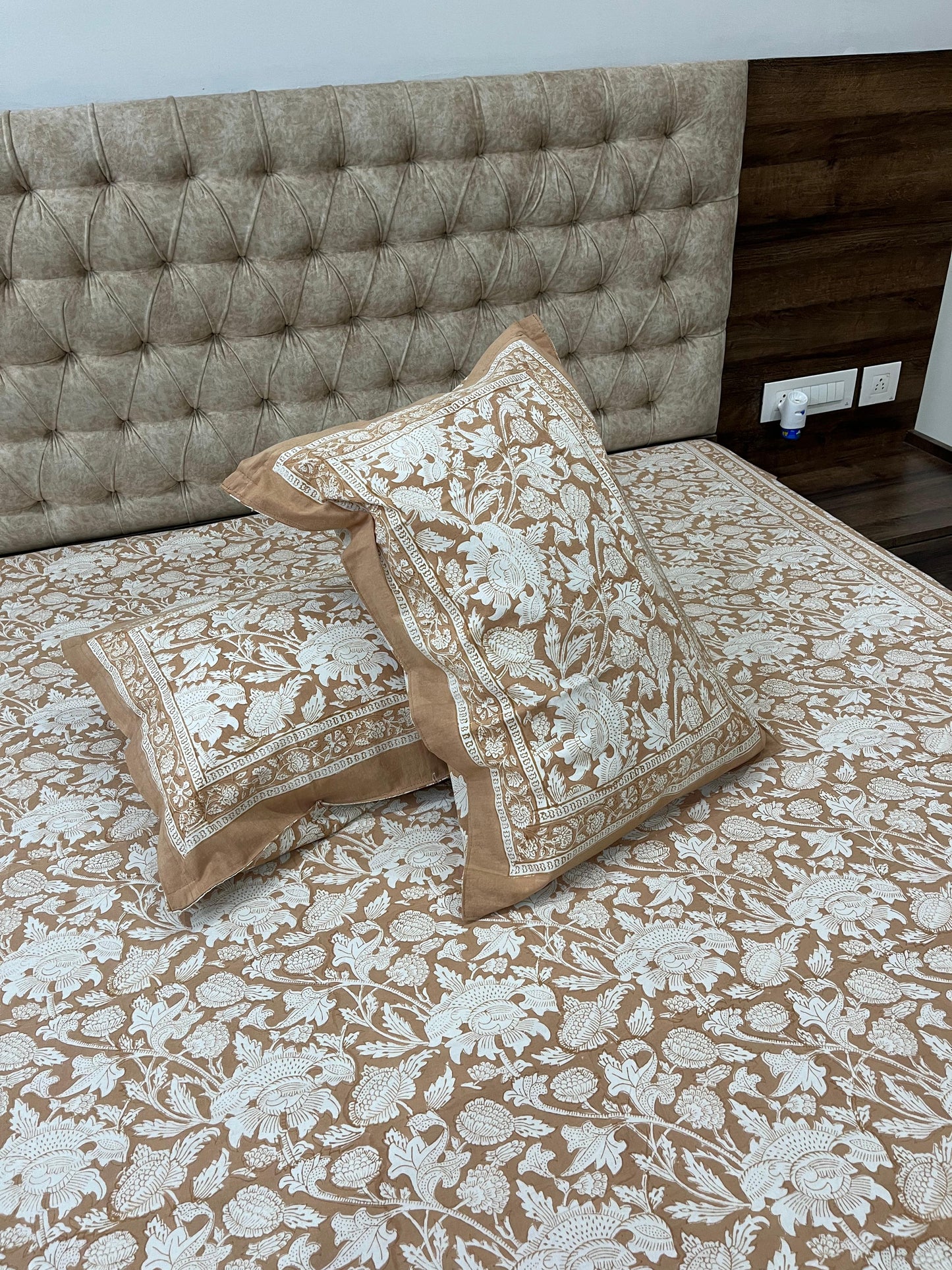 Handblock Cotton Double Bed Size Bedsheet.