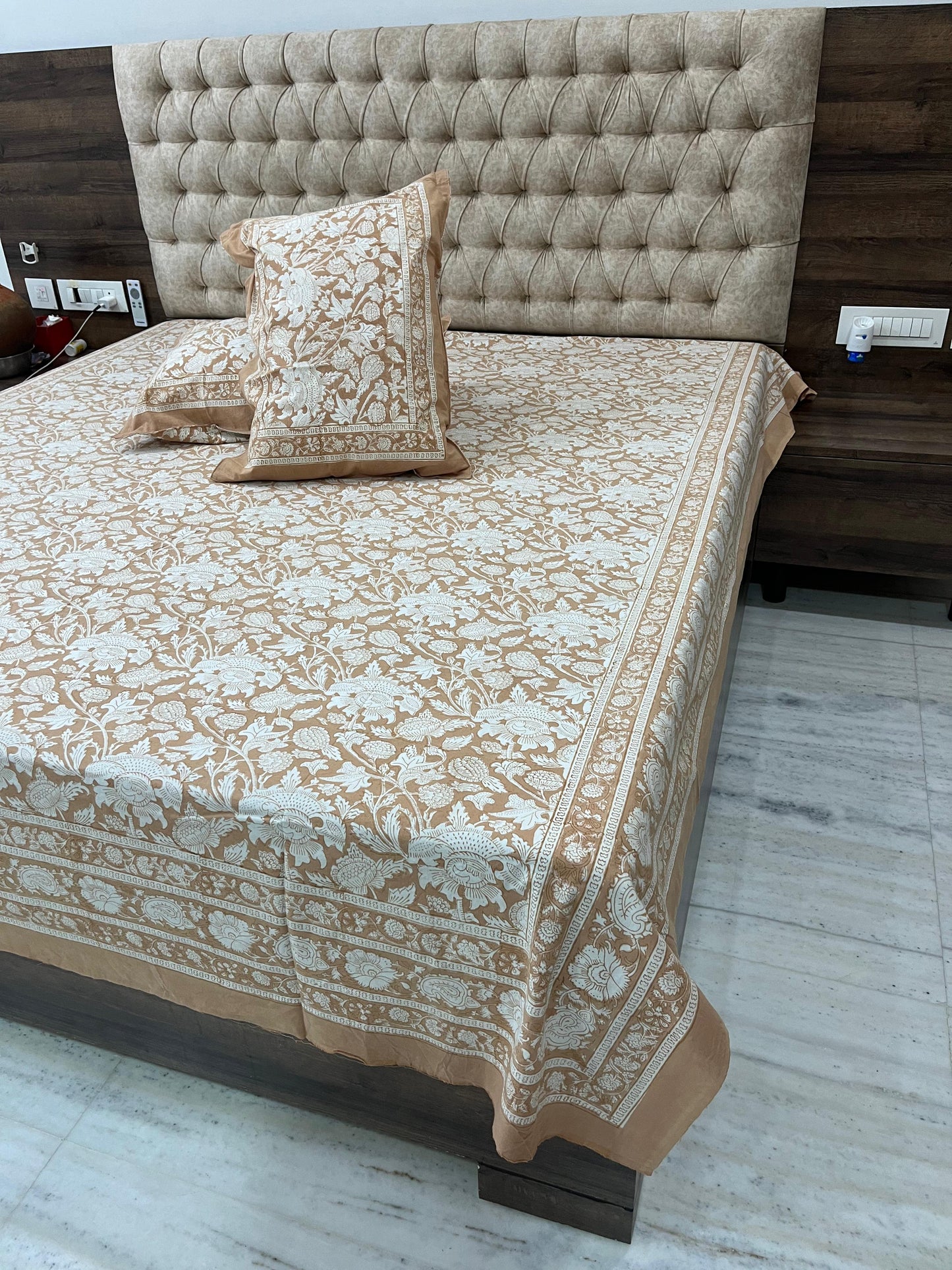 Handblock Cotton Double Bed Size Bedsheet.
