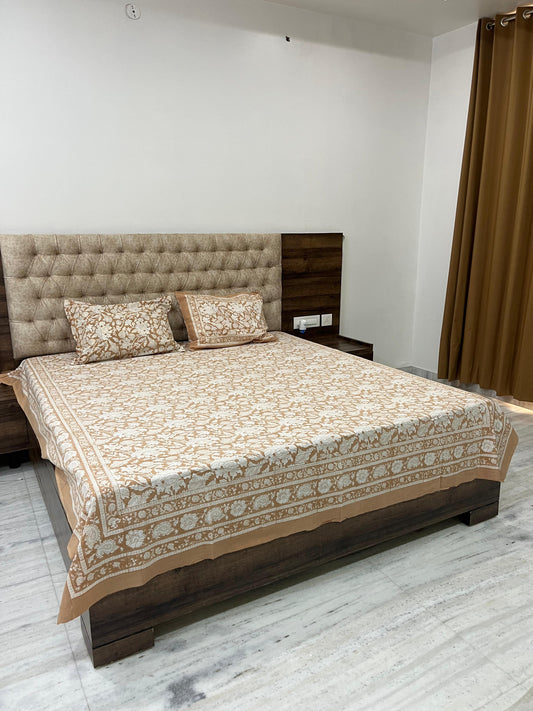 Handblock Cotton Double Bed Size Bedsheet.