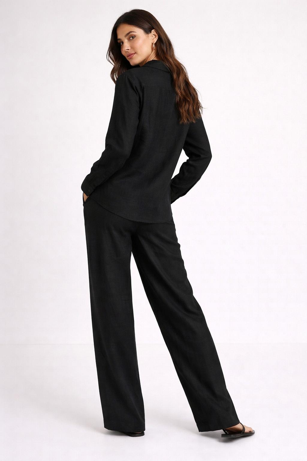 The Black Linen blend shirt & Pant set/Coordset.