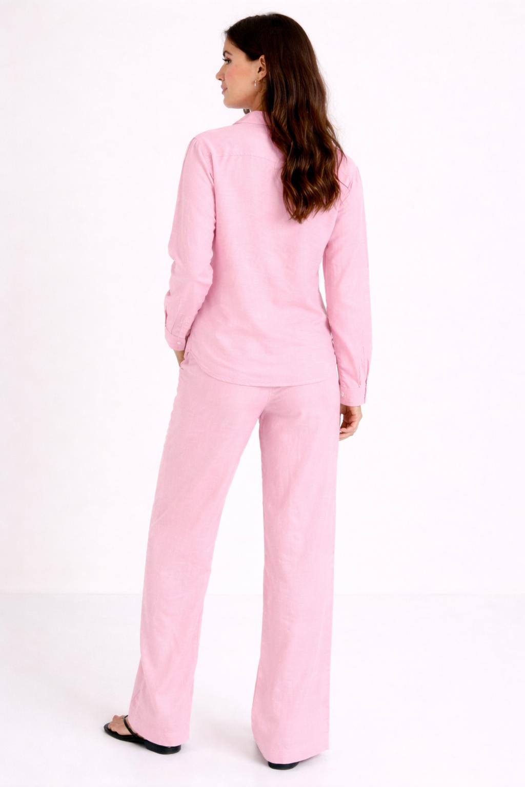 The Baby Pink Linen blend shirt & Pant set/Coordset.