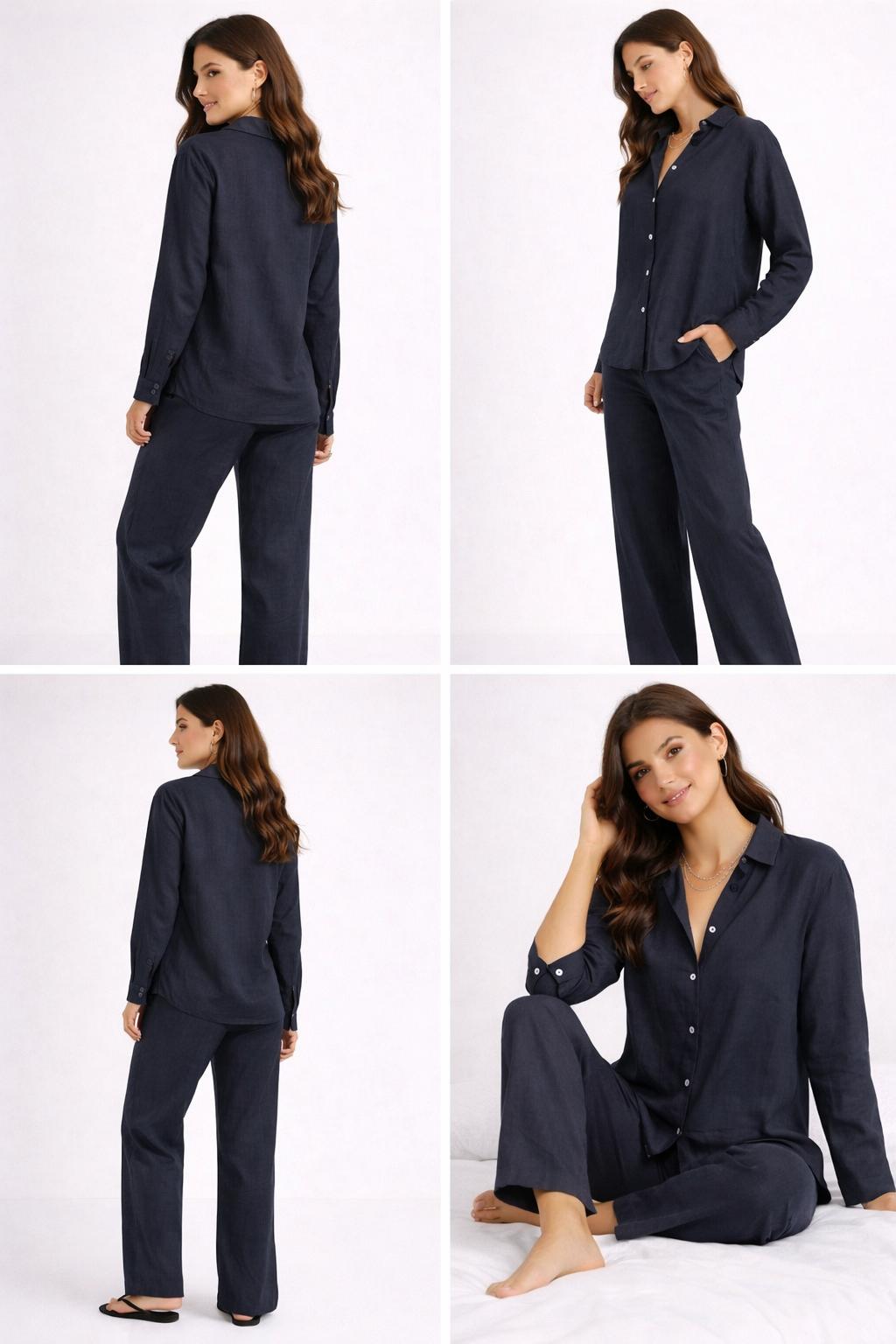 The Black Linen blend shirt & Pant set/Coordset.
